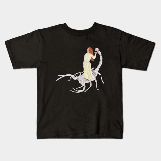 Scorpio Warrior Woman Kids T-Shirt by Das Brooklyn